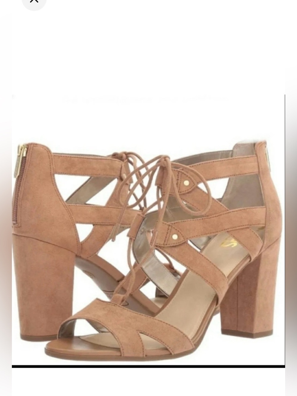 Lace-Up Block Heel Sandals in Tan